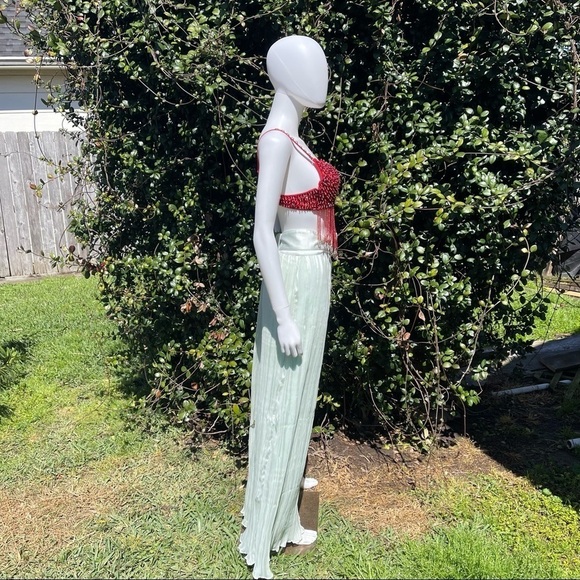 NWT Lovers + Friends Seafoam Belted Palazzo Puddle Leg Trousers Seafoam … - Picture 6 of 14